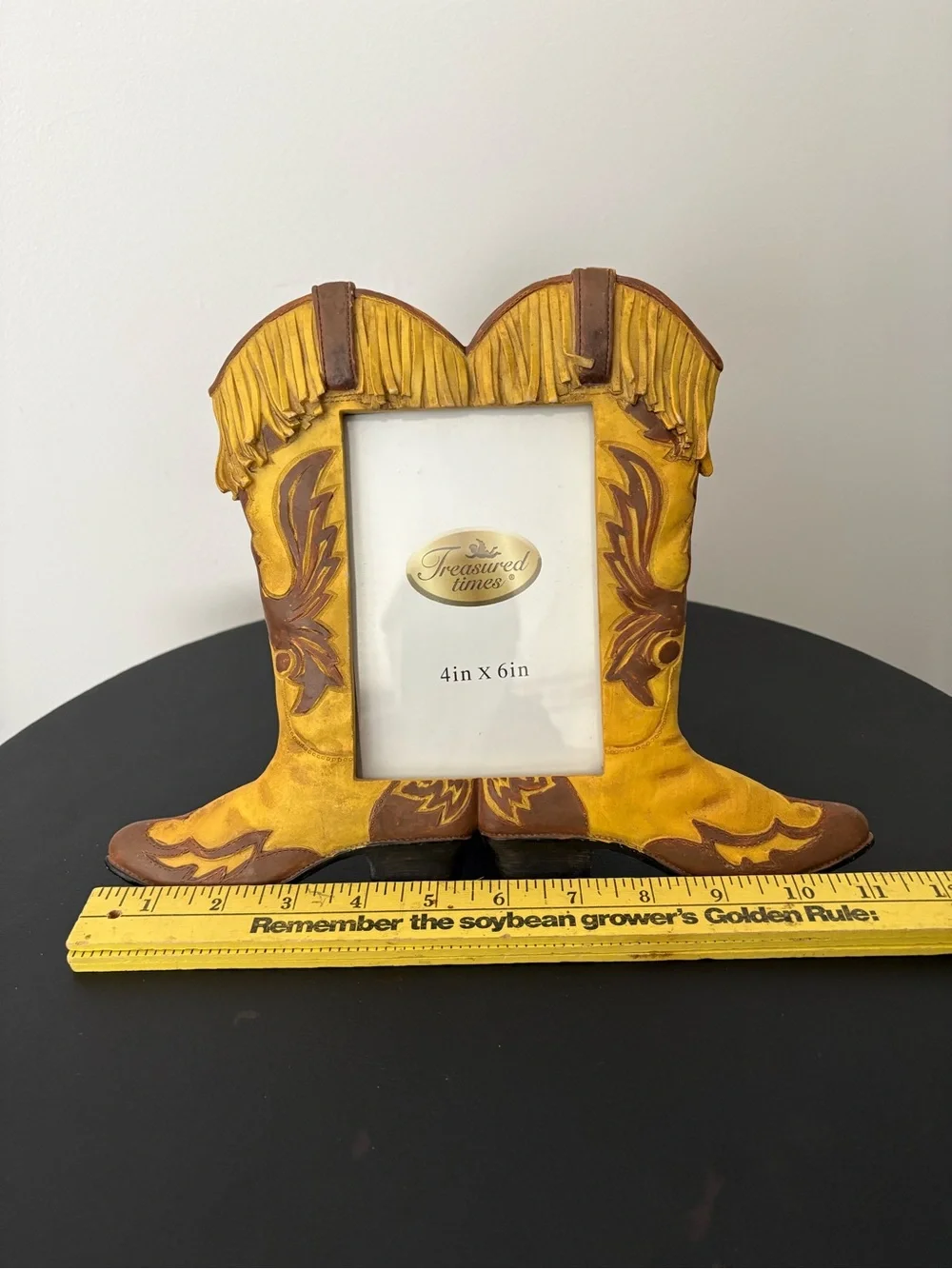 Yahoo! Cowboy Boots 3D Photo Picture Frame Bright Gold & Brown Heavyweight Resin